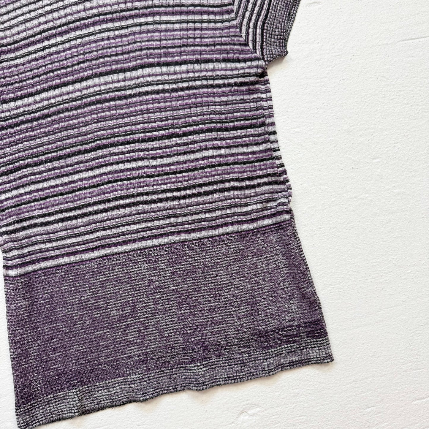 Y2K iZ Byer California Purple Ribbed Knit Striped Top, Size Medium