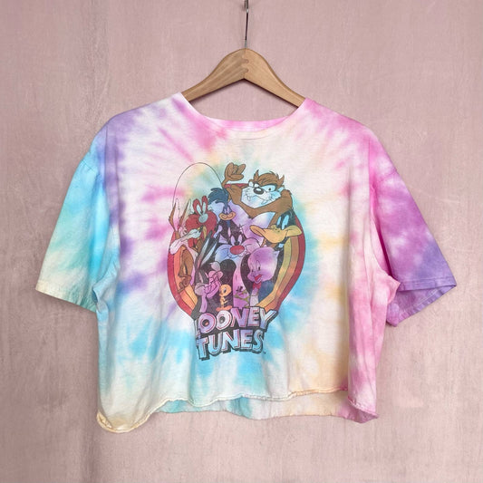 Reworked Looney Tunes Tie Dye Crop Tee, Size 2XL