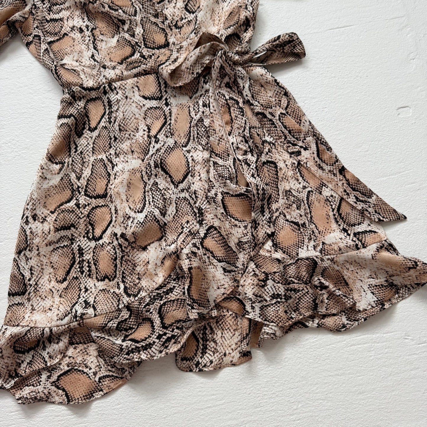 Secondhand Aqua Snake Print Wrap Mini Dress Fit & Flare, Size XS