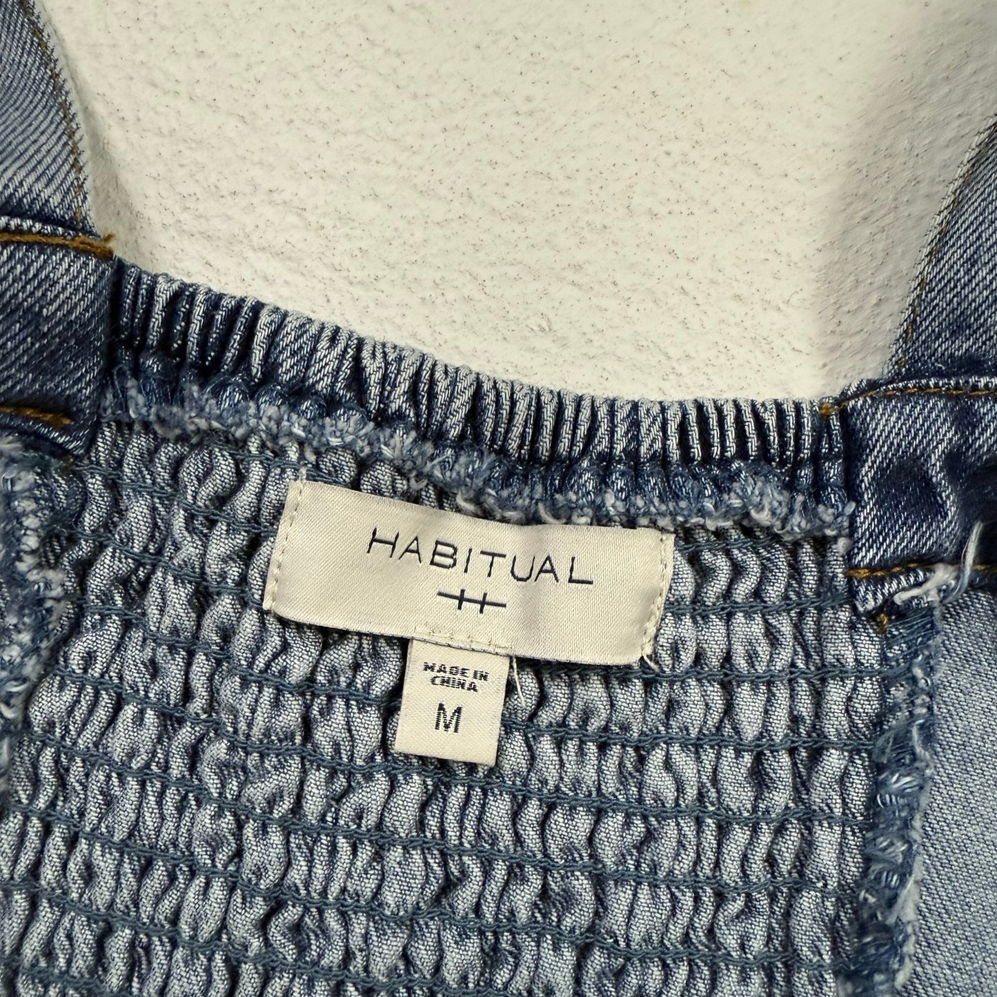 Secondhand Habitual Denim Mini Overall Dress, Size Medium
