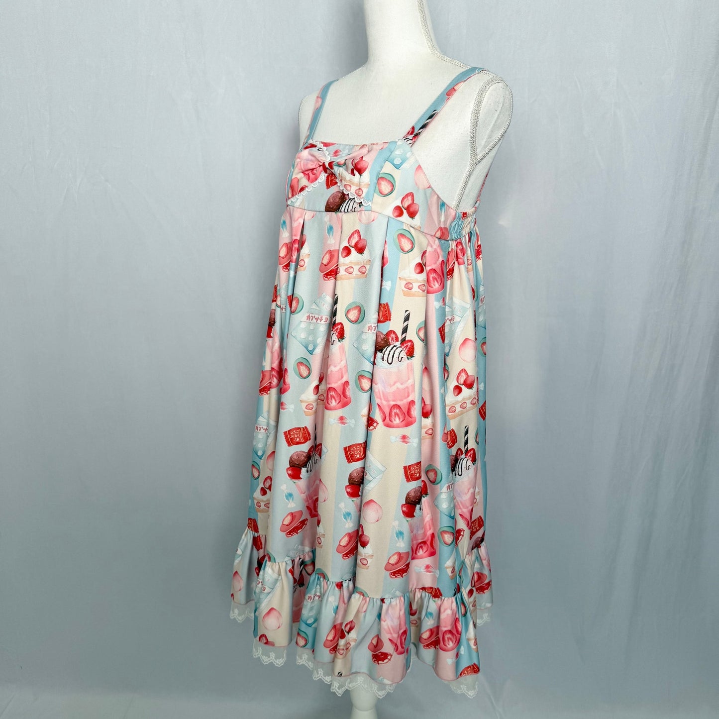Secondhand Infanta Strawberry Sweet Lolita Babydoll Dress Ruffle Hem, Size Large