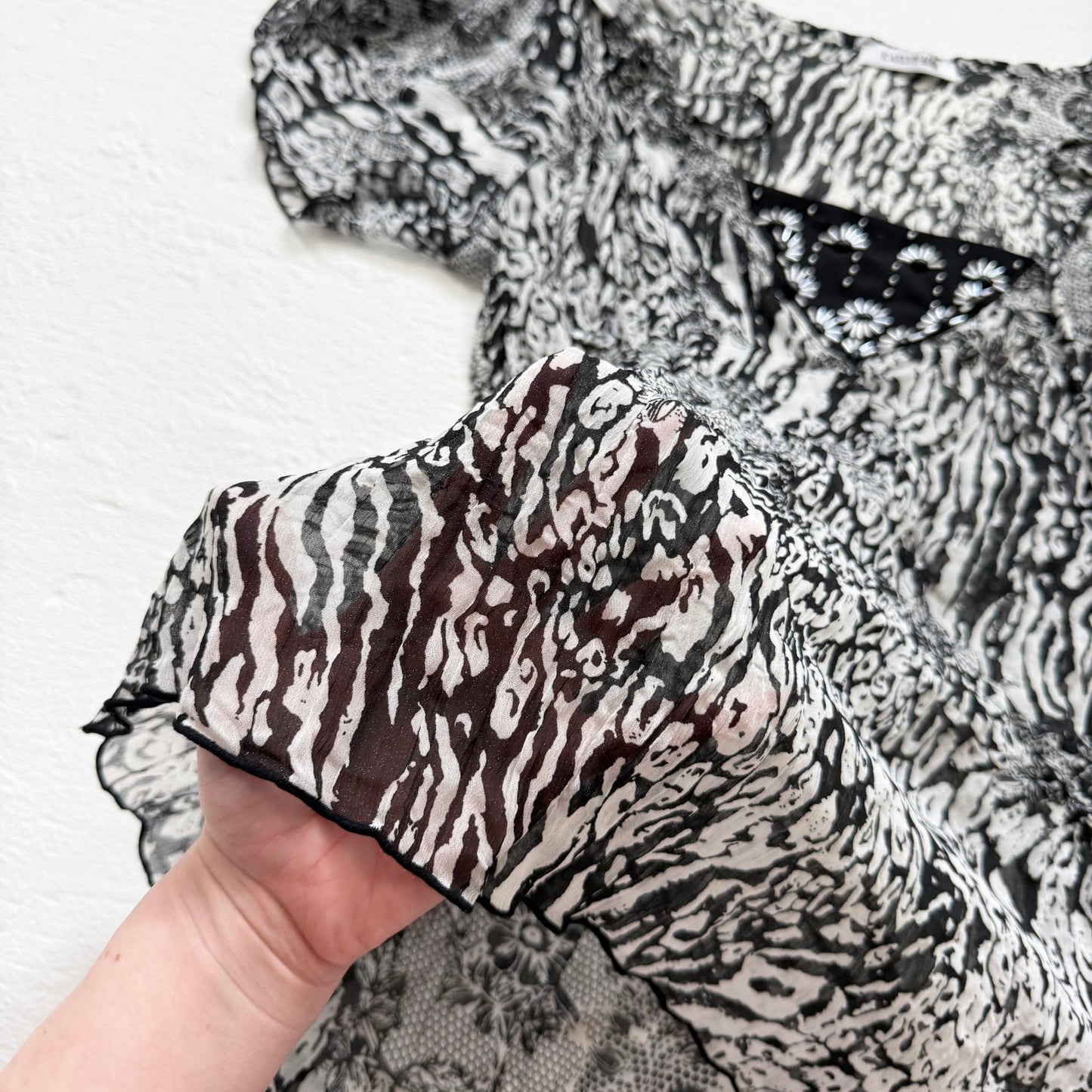 Y2K Kaelyn Max Sheer Beaded Tie Sleeve Blouse, Size Large