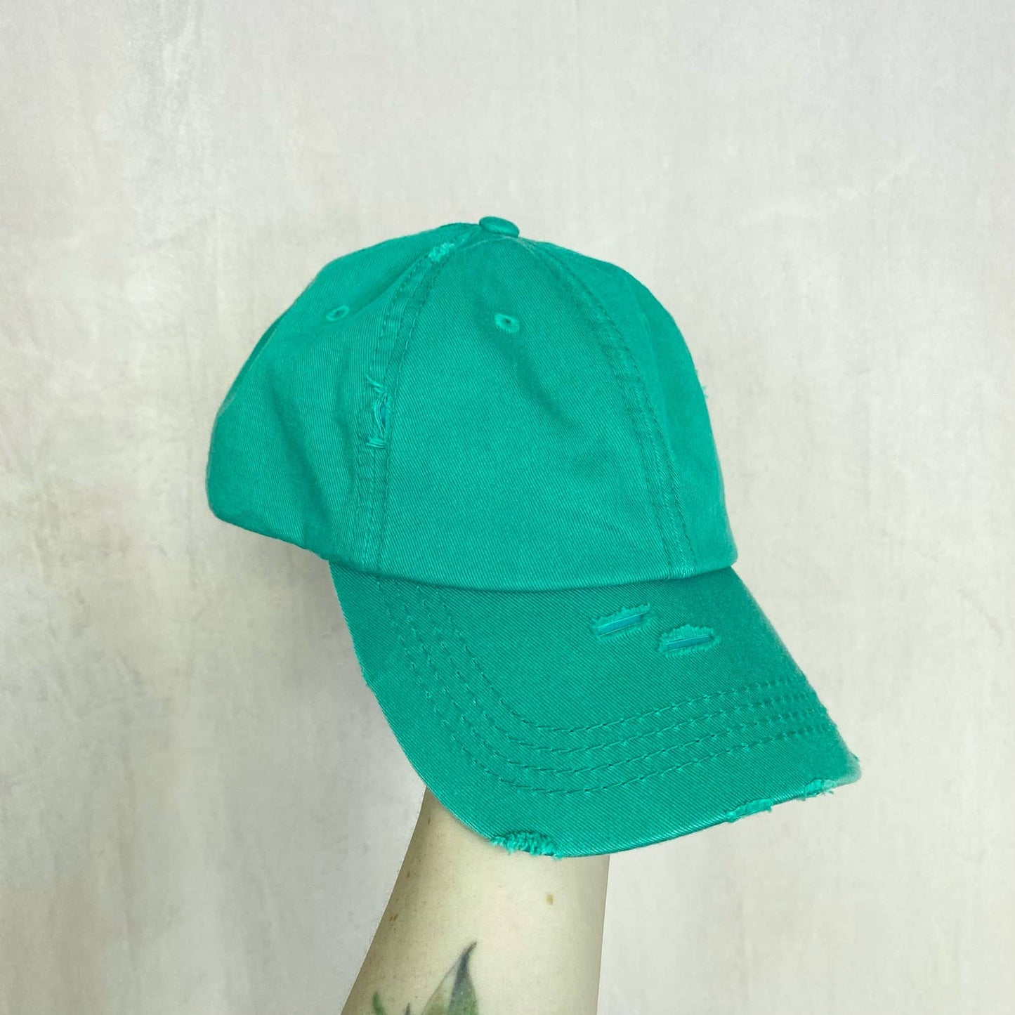 Secondhand KBEthos Distressed Vintage Ponytail Cap in Teal Green
