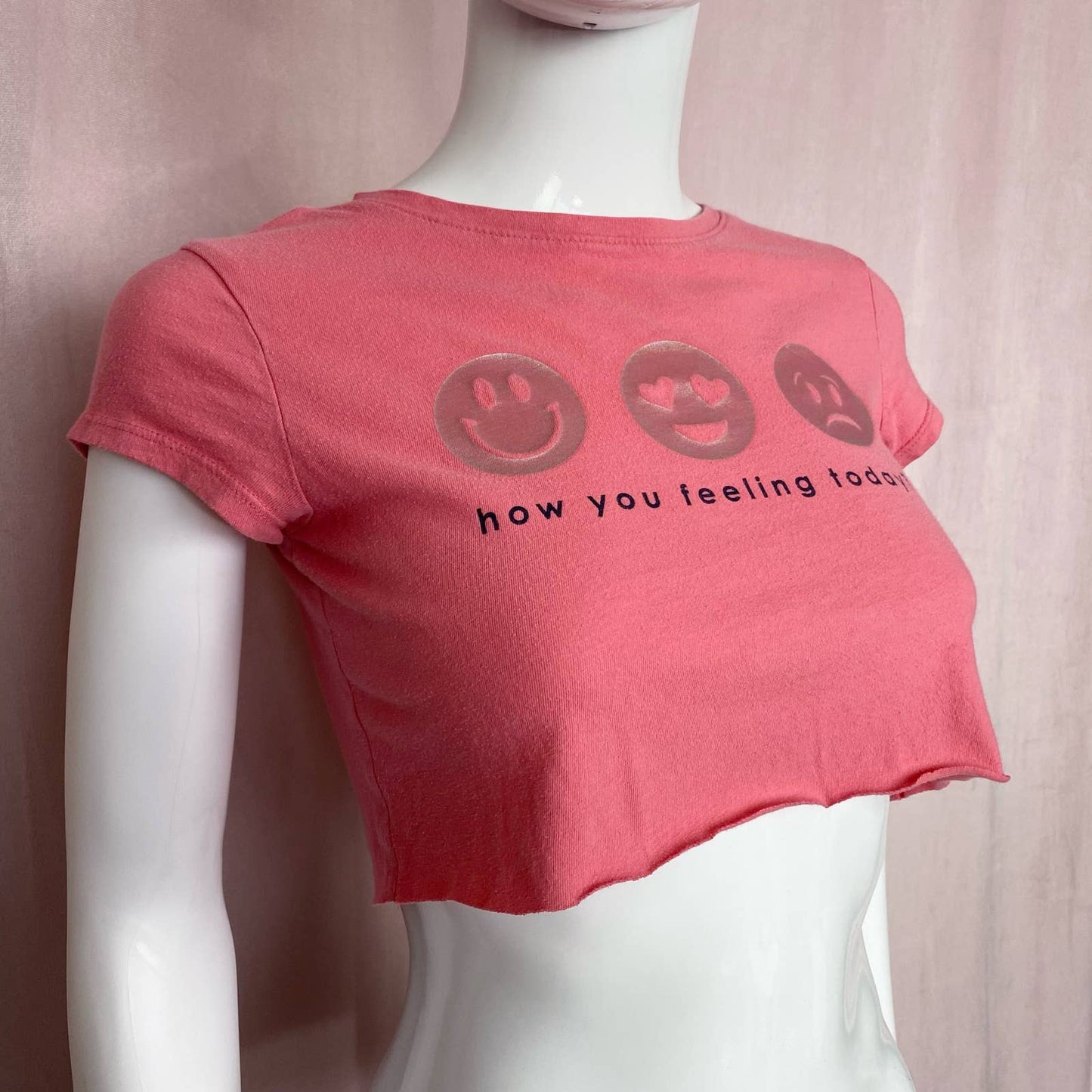 Reworked Gap Emoji Crop Baby Tee, Size XS