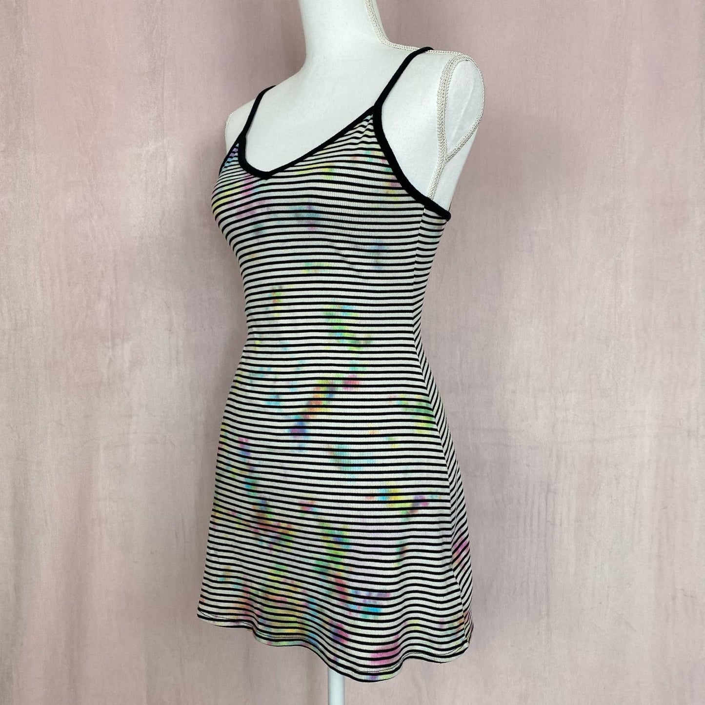 Upcycled Urban Outfitters Tie Dye Striped Mini Dress, Size Small