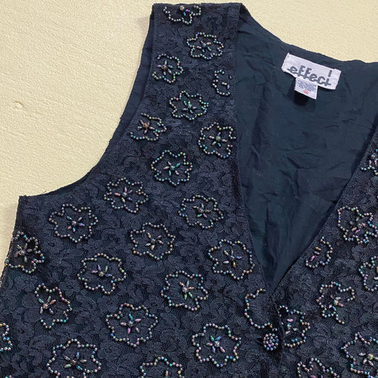Vintage Creazioni Effeci Beaded Floral Lace Vest, Size Medium