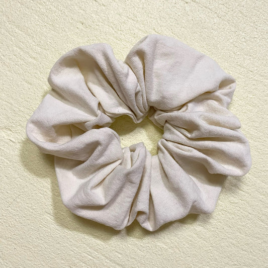 Scrap Fabric Cream Yellow Cotton Jumbo Scrunchie