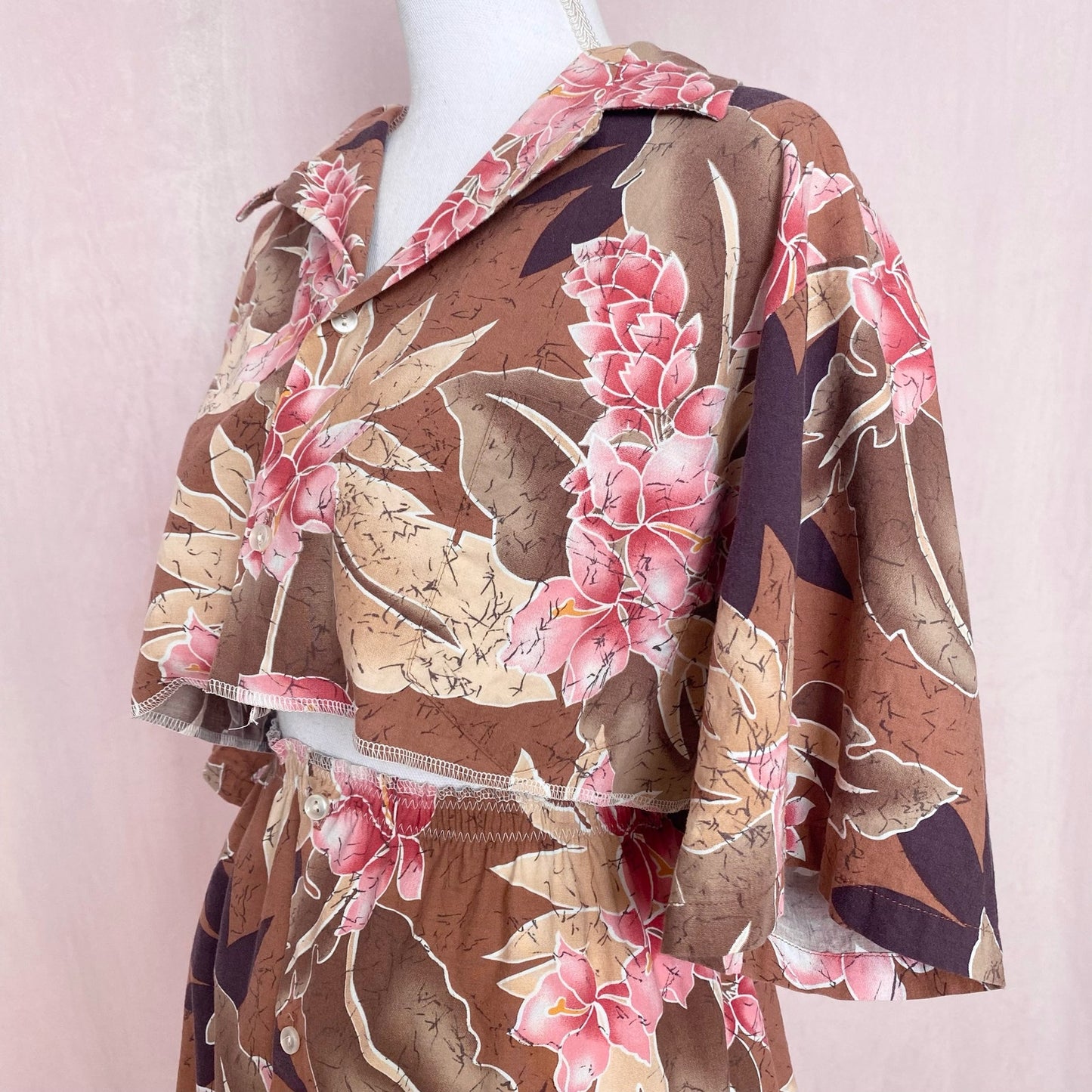 Upcycled Vintage Hawaiian Two Piece Skirt Set, Size L/XL