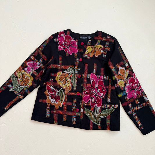 Vintage New Direction Floral Embroidered Jacket, Size Large