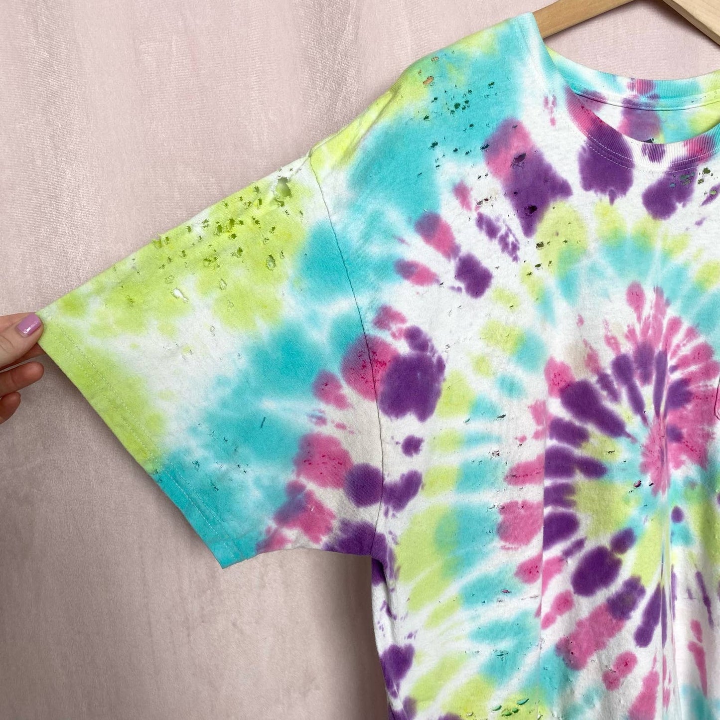 Upcycled Hanes Distressed Tie Dye T-Shirt, Size XL