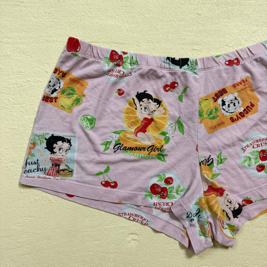 Y2K Betty Boop Fruit Print Pajama Shorts, Size XL