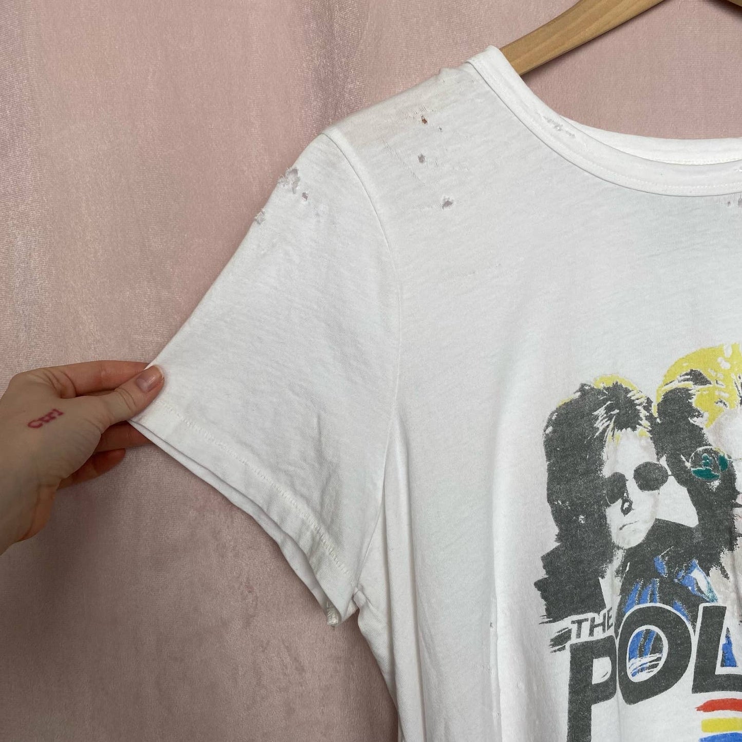 Reworked The Police x Lucky Brand Distressed Tee, Size XL