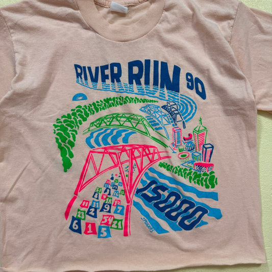Vintage River Run 1990 Graphic Baby Tee, Size Small