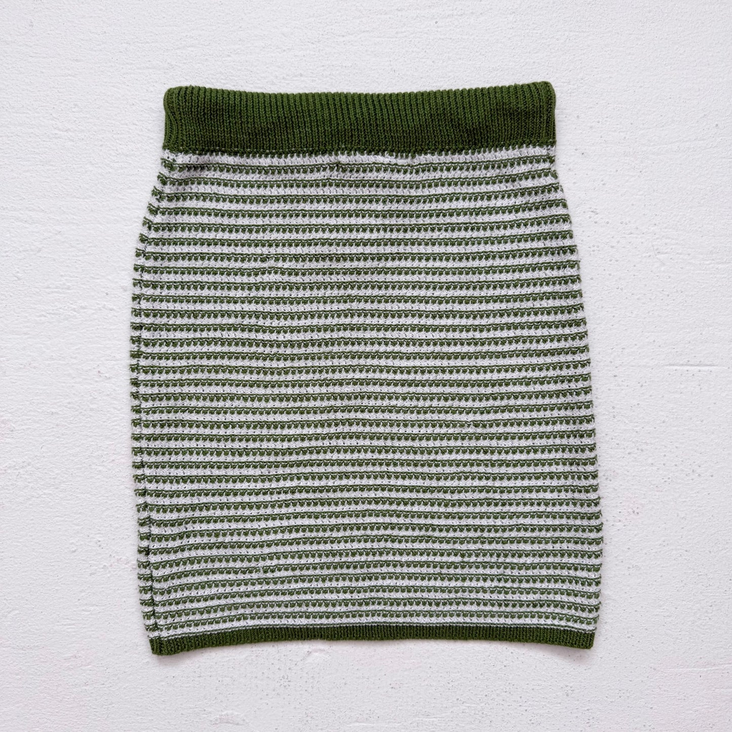 Secondhand Shop The Narrative Green White Crochet Mini Knit Skirt Size S