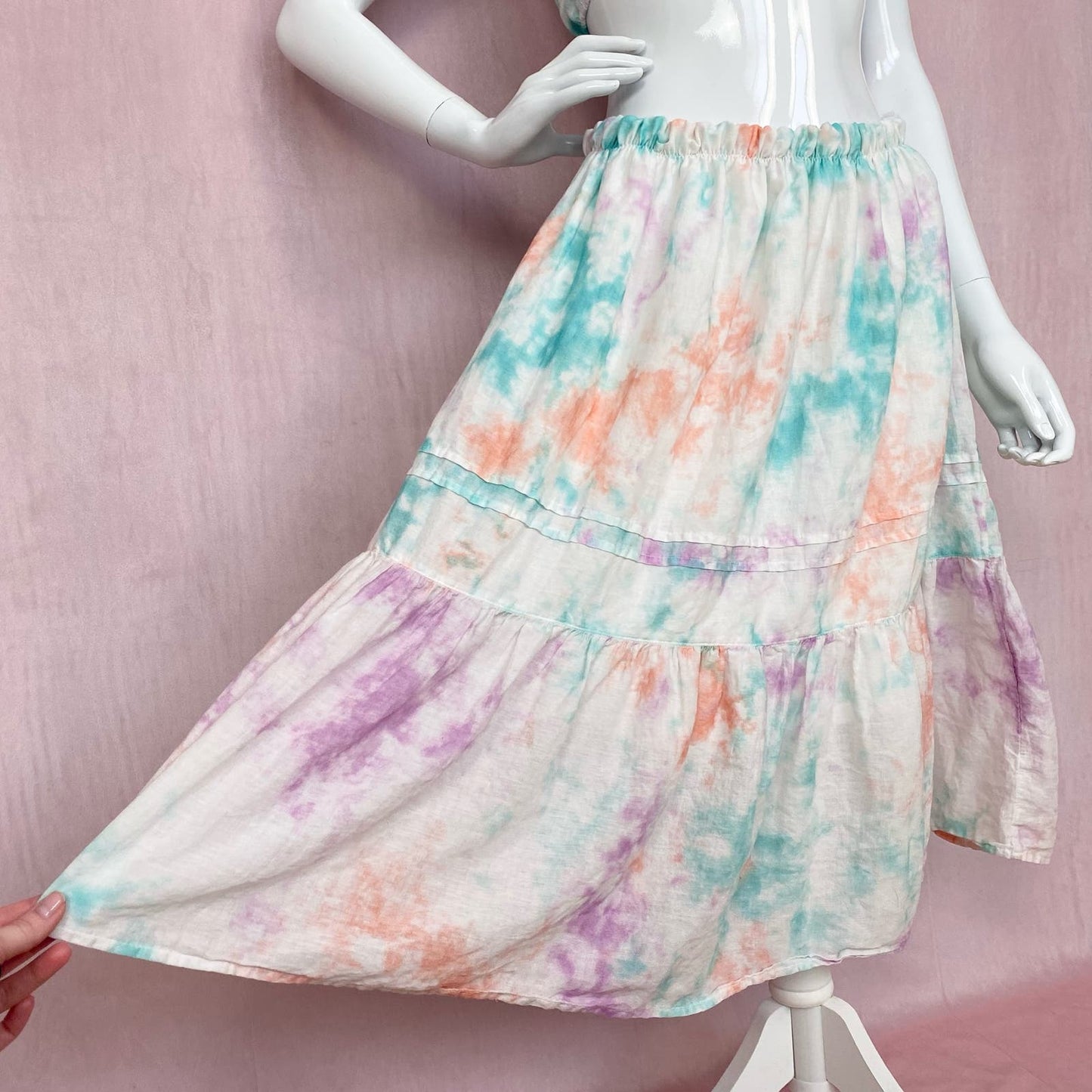 Upcycled Tie Dye Crop Halter Top & Skirt Set, Size XS