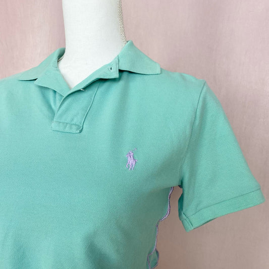 Upcycled Polo Ralph Lauren Crop Top, Size XS