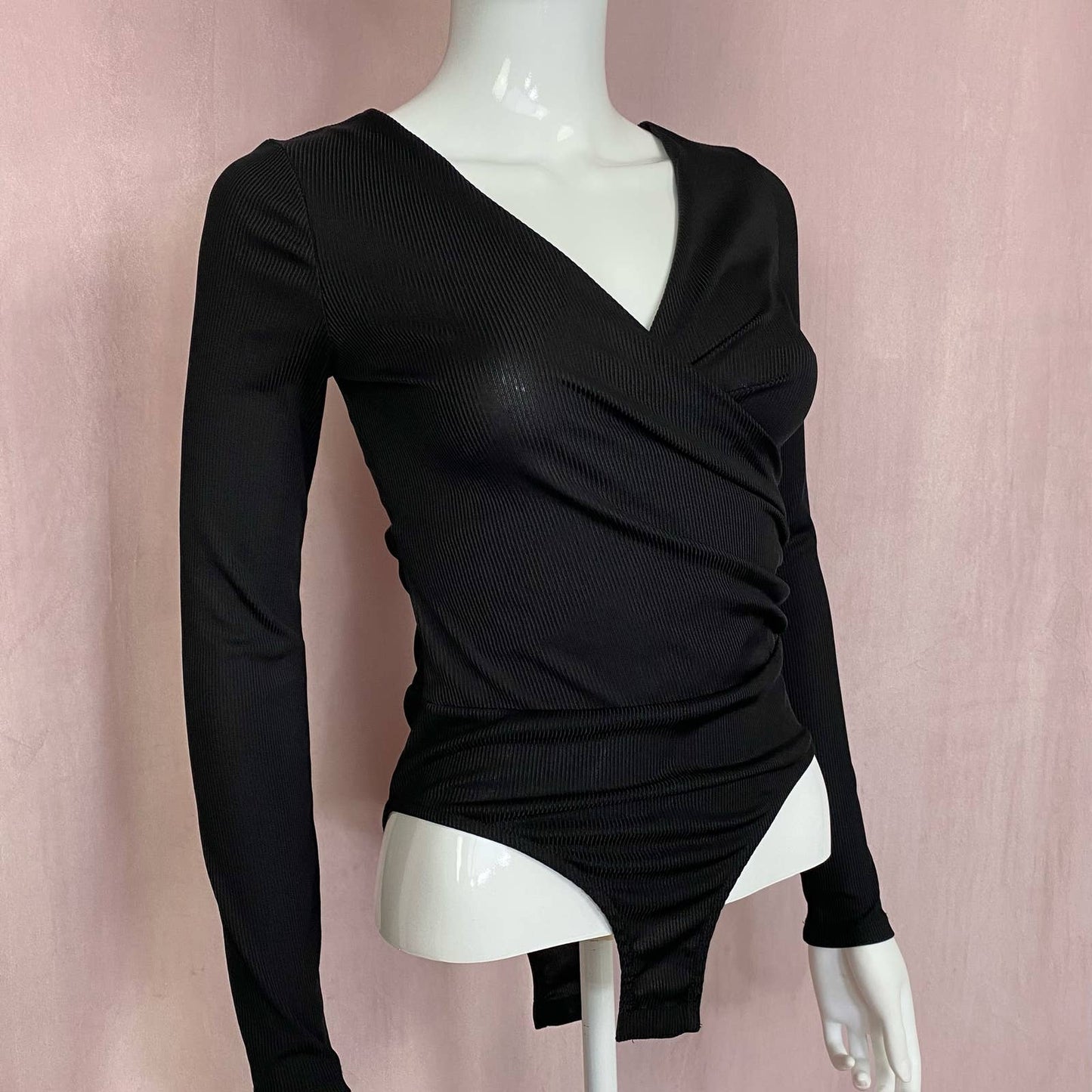 Secondhand Topshop Long Sleeve Wrap Front Bodysuit, Size 4