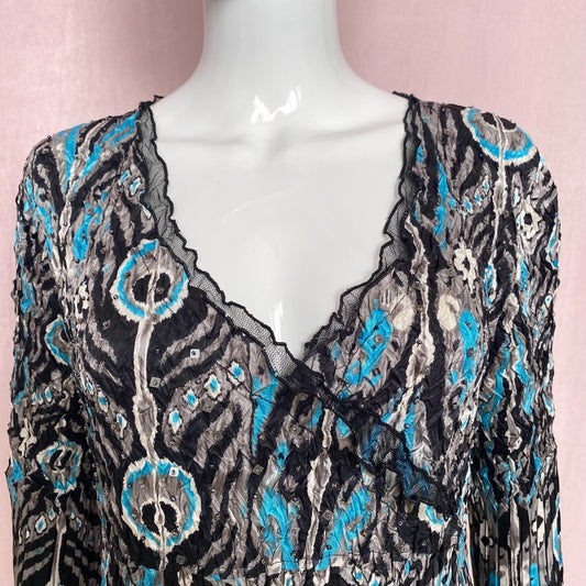Vintage Alberto Makali Sequins Crinkle Blouse, Size Medium