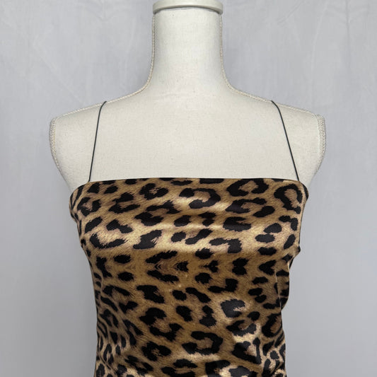 Secondhand Étophe Studios Leopard Satin Mini Dress, Size Medium