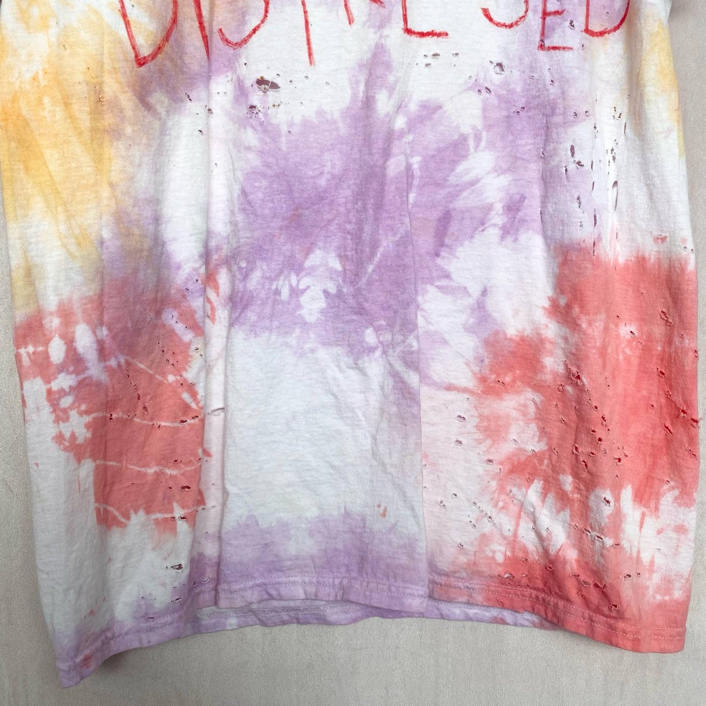Upcycled I’m Distressed Ripped Tie Dye Tee, Size Large