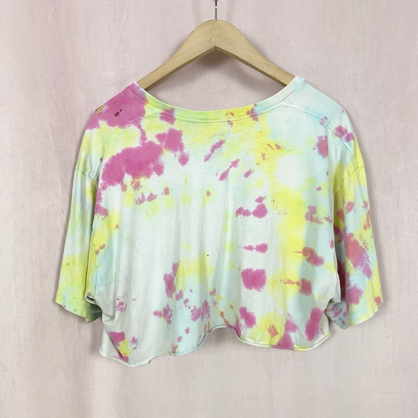 Upcycled Grunge Tie Dye Crop Oversized V-Neck Tee