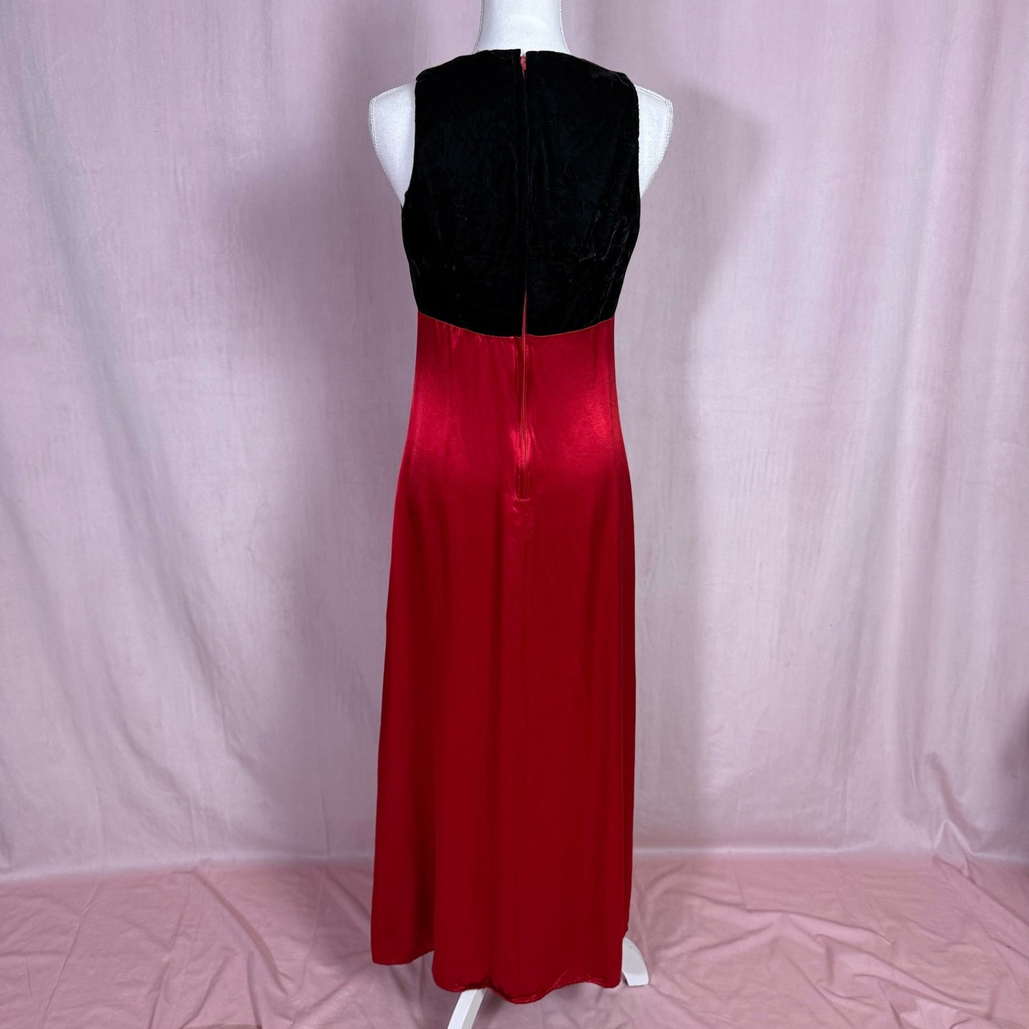 Vintage Finesse Velvet Satin Maxi Dress Slip, Size S/M