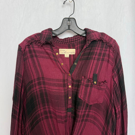 Secondhand Vintage Havana Oversized Tie Front Plaid Shirt, Size Small