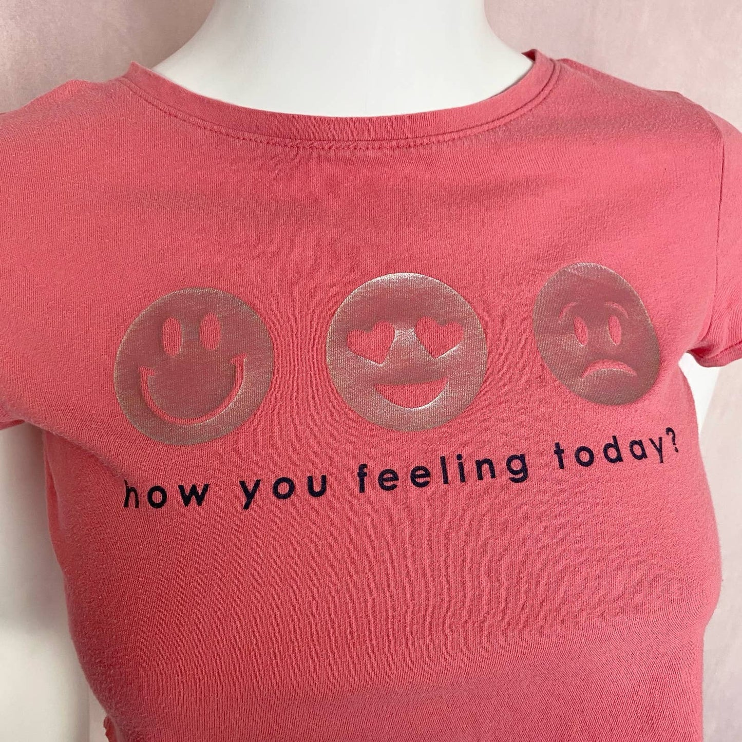 Reworked Gap Emoji Crop Baby Tee, Size XS