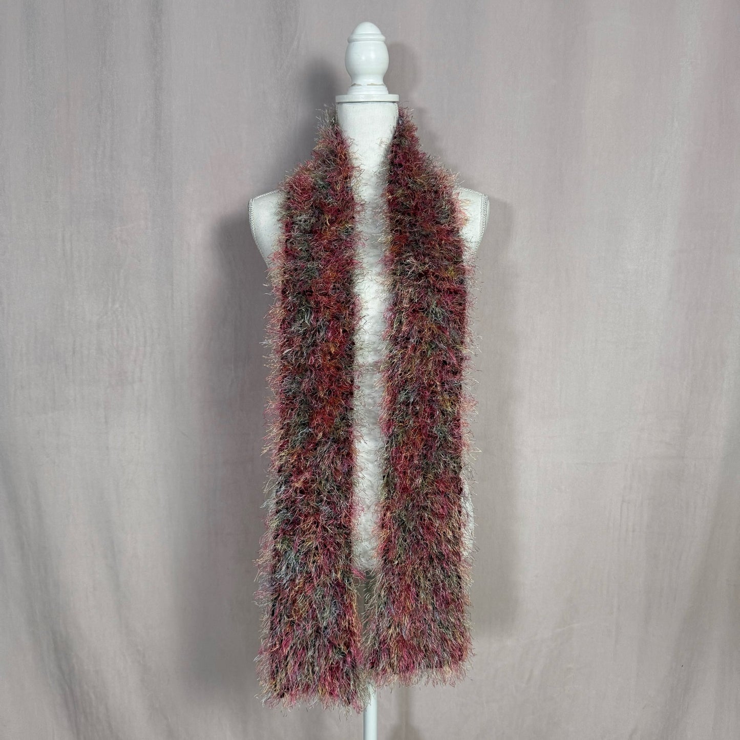 Y2K Handmade Knit Fuzzy Rainbow Scarf