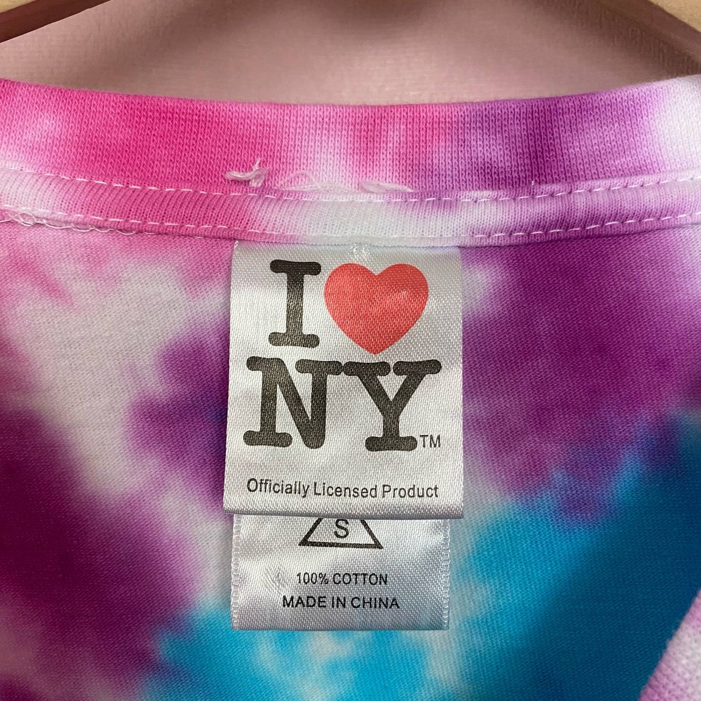 Reworked I Heart NY Rainbow Tie Dye Crop Tee, Size Small