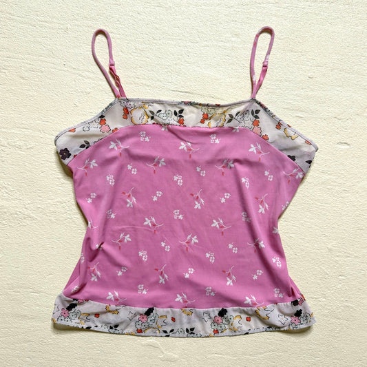 Y2K Gap Floral Pink Cami Tank Top, Size Medium