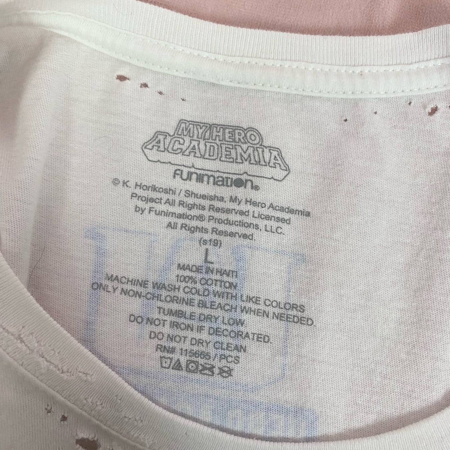 Reworked My Hero Academia Distressed Graphic Tee, Size Large