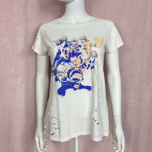 Reworked My Hero Academia Distressed Graphic Tee, Size Large
