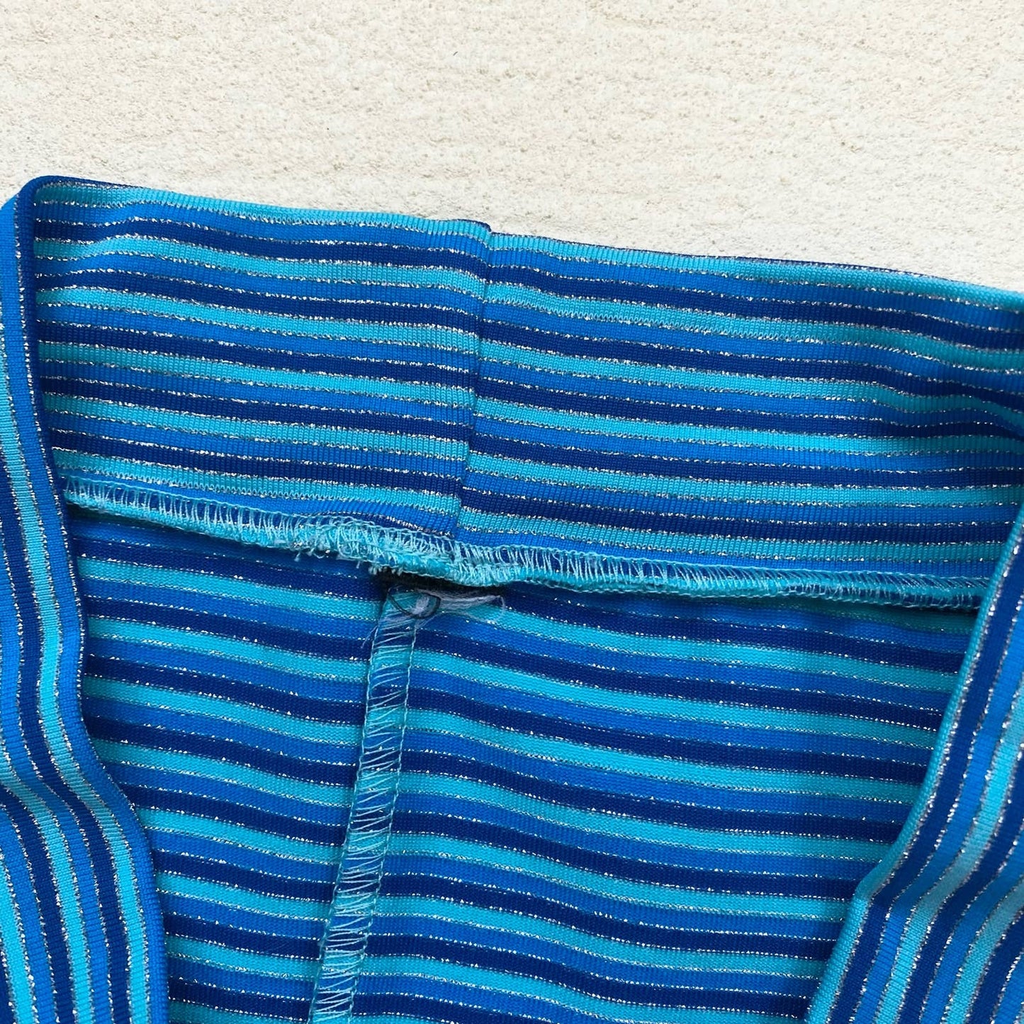 Vintage Metallic Striped Blue Pencil Stretch Skirt, Size Small