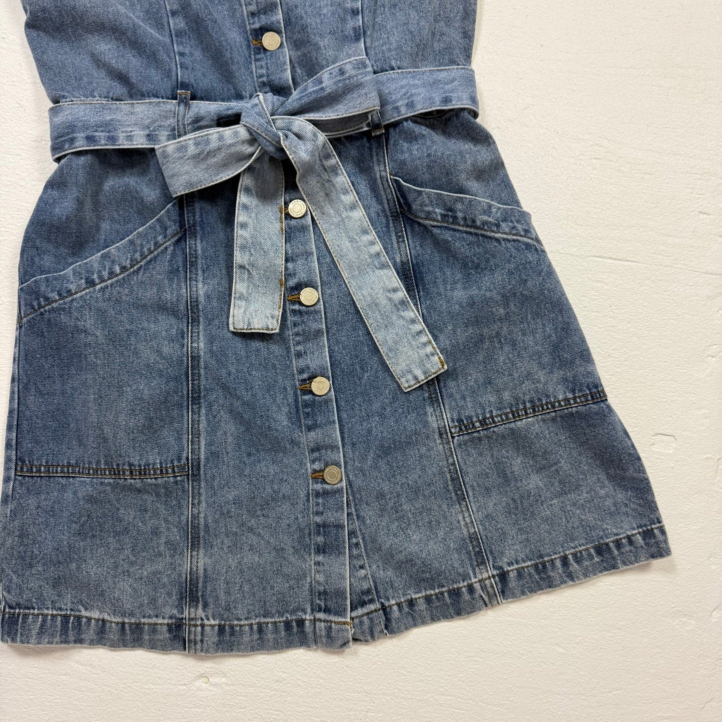 Secondhand Habitual Denim Mini Overall Dress, Size Medium