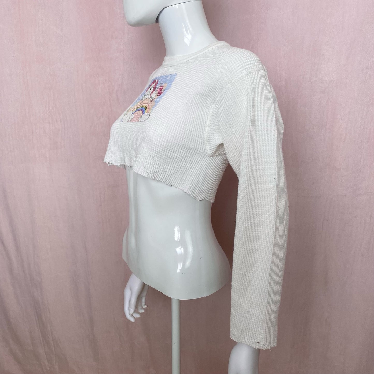 Reworked Divine Sins Unicorn Crop Long Sleeve, Size Small