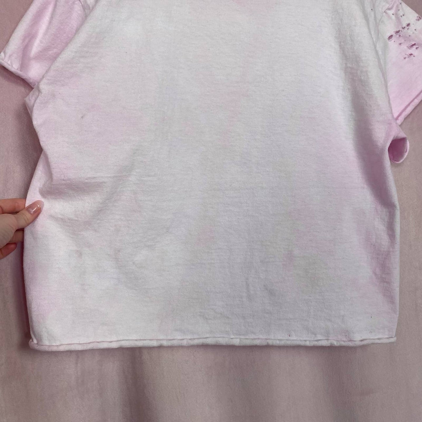 Reworked Cat Wine Distressed Pink Tee, Size Medium