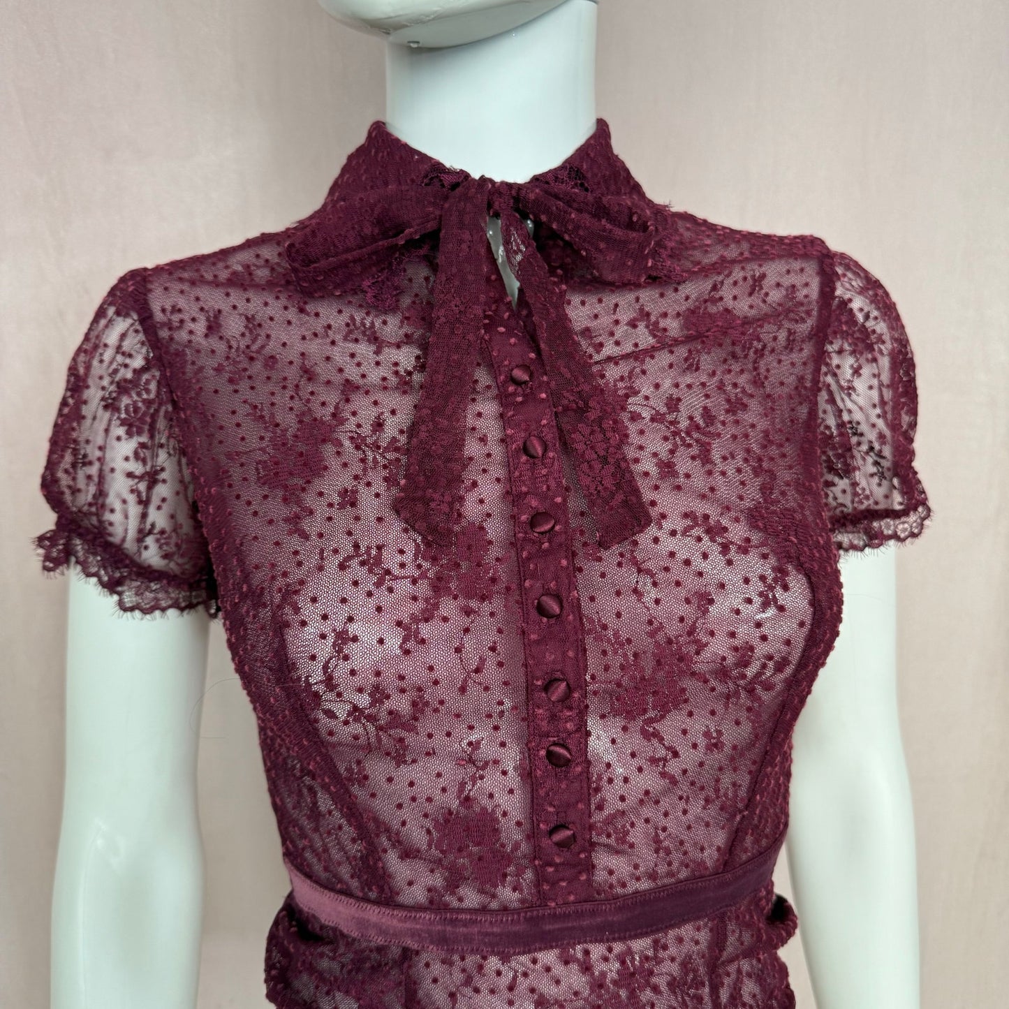 Secondhand Victoria's Secret Floral Mesh Lace Bodysuit, Size XS