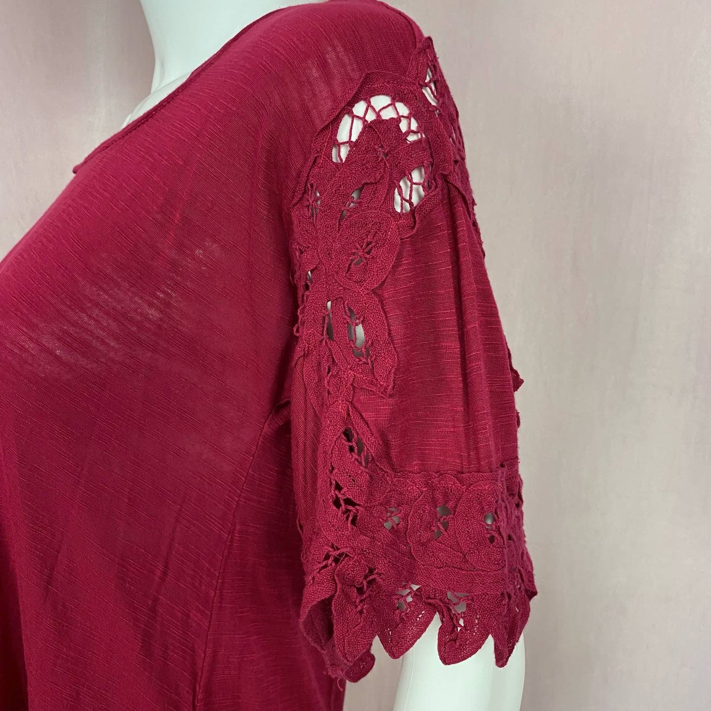 Secondhand Free People Lace Sleeve Knit Top, Size XS