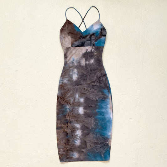 Y2K Tie Dye Bodycon Midi Cami Dress, Size Small