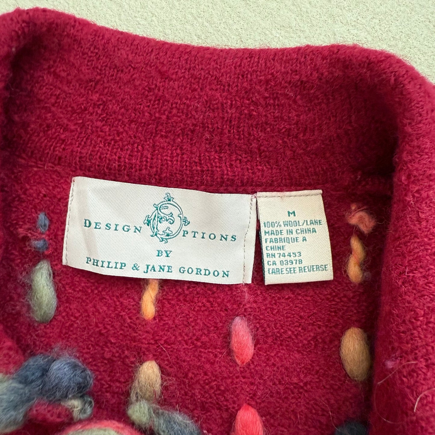 Secondhand Design Options Wool Cardigan Sweater, Size Medium