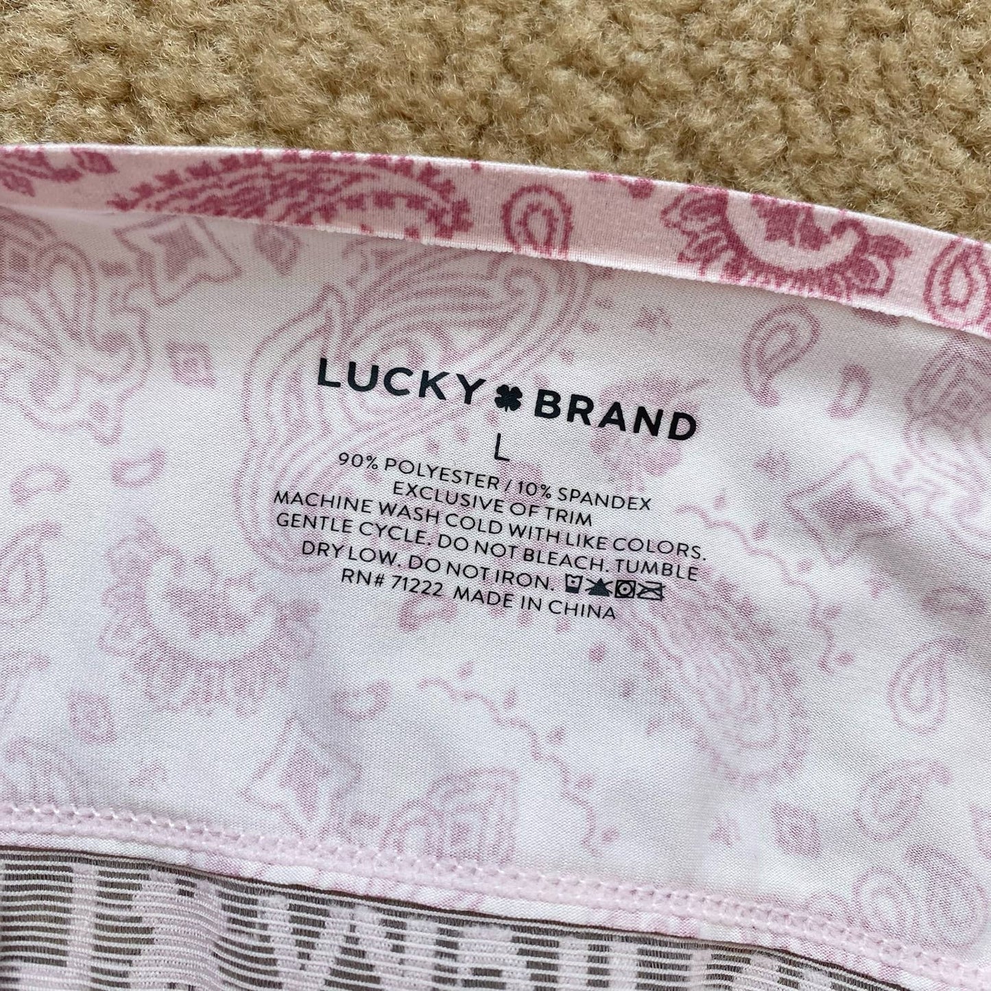 Secondhand Lucky Brand Pink Floral Logo Sports Bra, Size Large