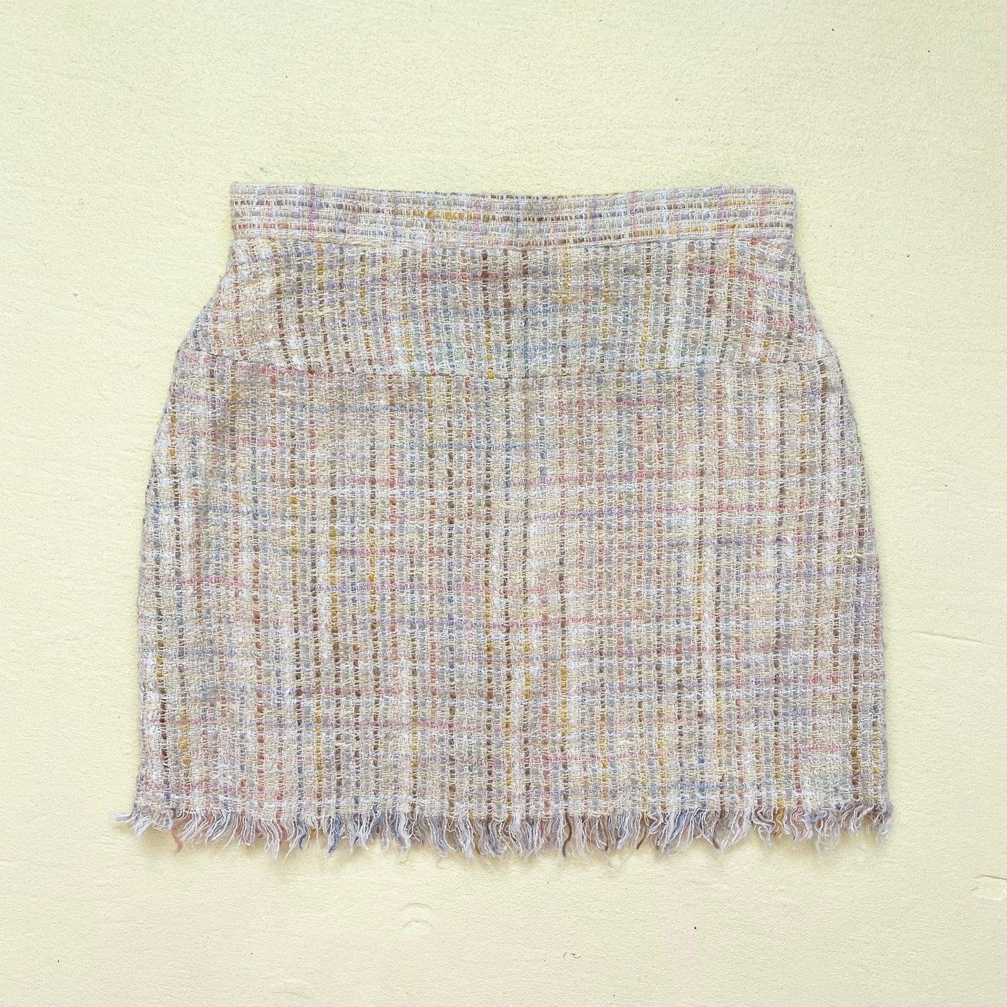 Vintage ABS Tweed Fringe Hem Mini Skirt, Size Small