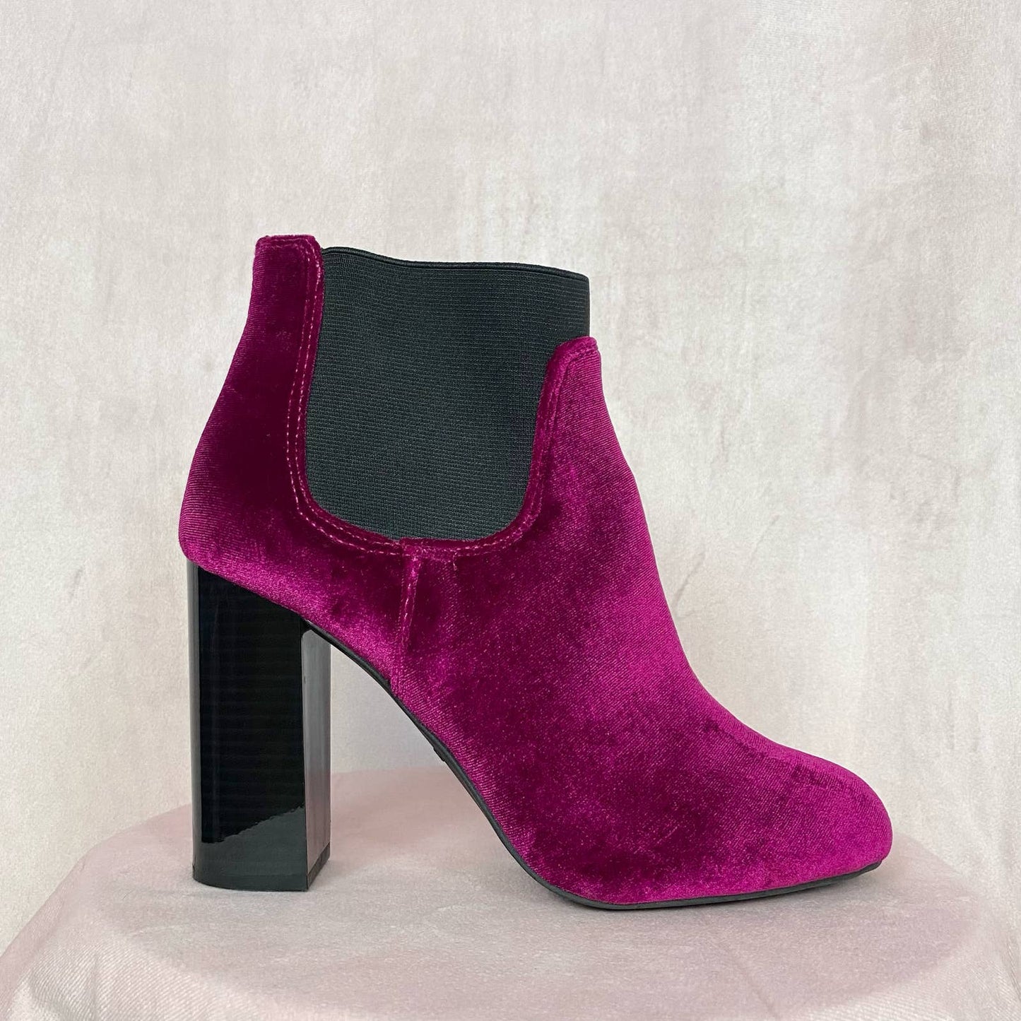 Secondhand Call It Spring Purple Velvet Heel Booties, Size 8.5