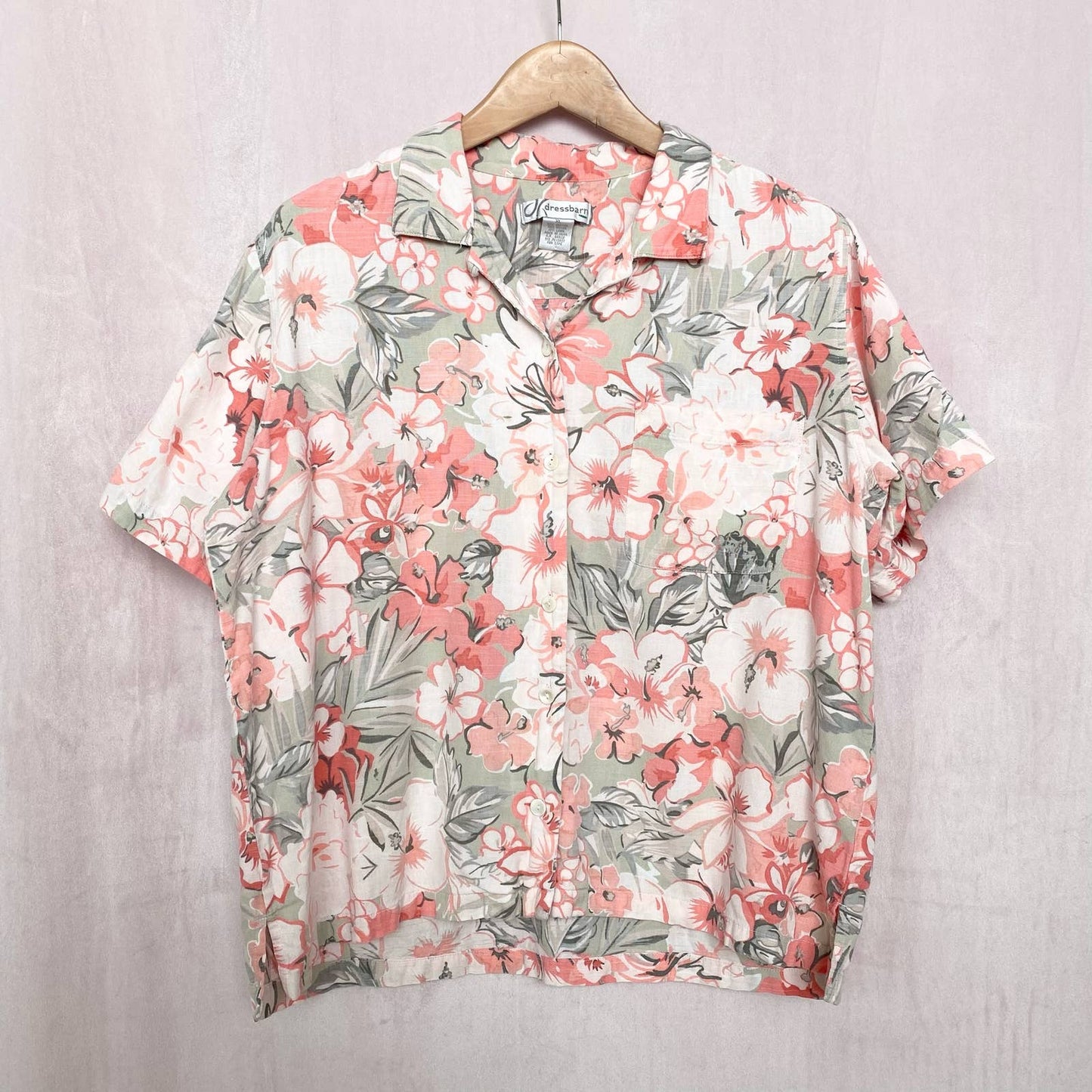 Vintage Dressbarn Tropical Floral Button Up Shirt, Size XL
