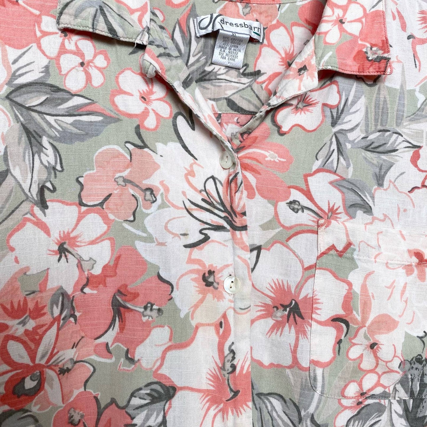 Vintage Dressbarn Tropical Floral Button Up Shirt, Size XL