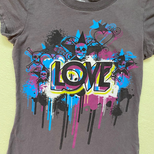 Y2K Piper & Blue Love Graphic Baby Tee, Size Small