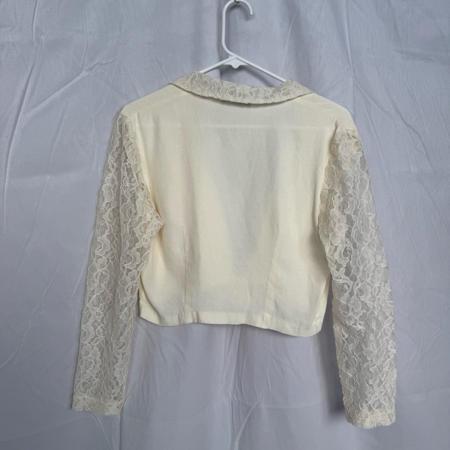Vintage My Michelle Cream Lace Crop Blazer, Size Medium