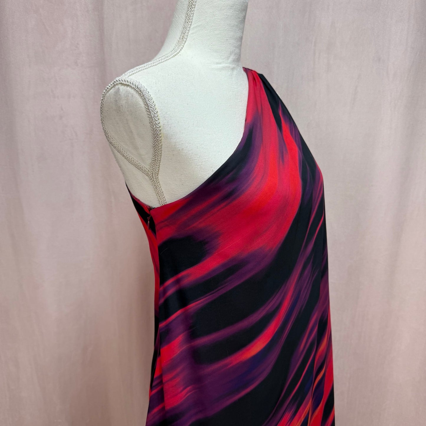 Secondhand Halston Heritage One Shoulder Printed Drape Gown, Size Small