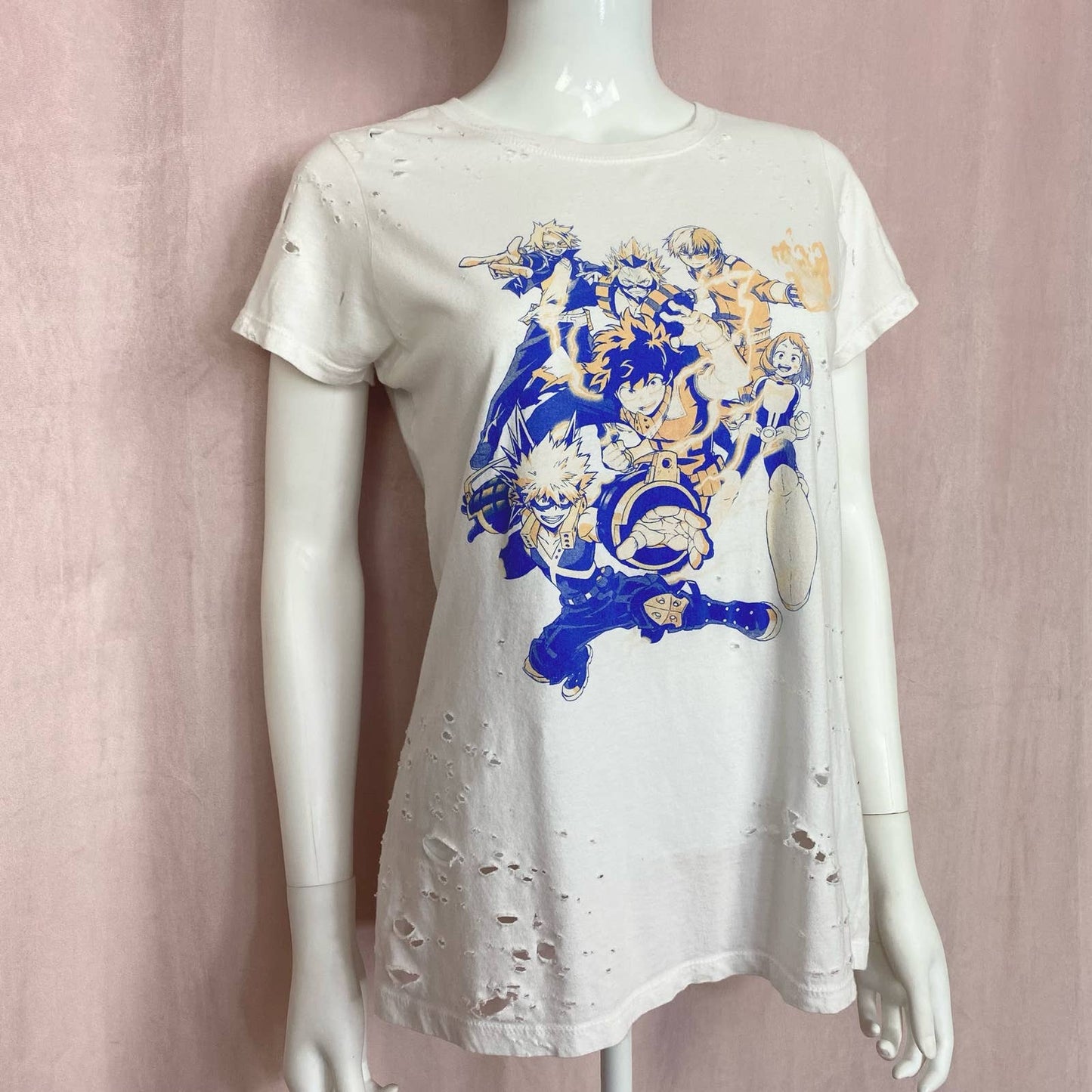 Reworked My Hero Academia Distressed Graphic Tee, Size Large